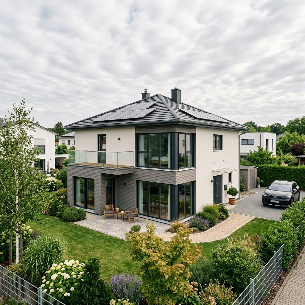 Einfamilienhaus Carré 131 von Albert Haus als Fertighaus mit Zeltdach