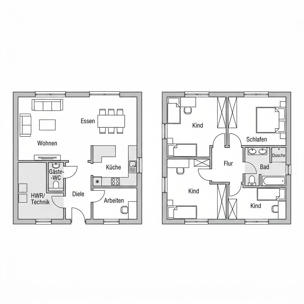 Grundriss Contur Prima 176 – 176 m² Stadtvilla mit 6 Zimmern