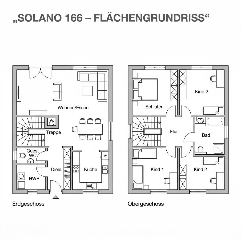 Grundriss Solano 166 – 166 m² Stadtvilla mit 5 Zimmern