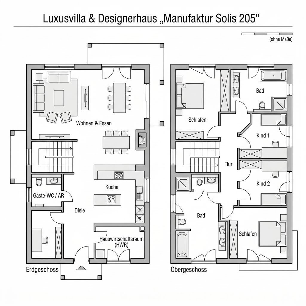 Grundriss Manufaktur Solis 205 – 205 m² Luxusvilla & Designerhaus mit 6 Zimmern