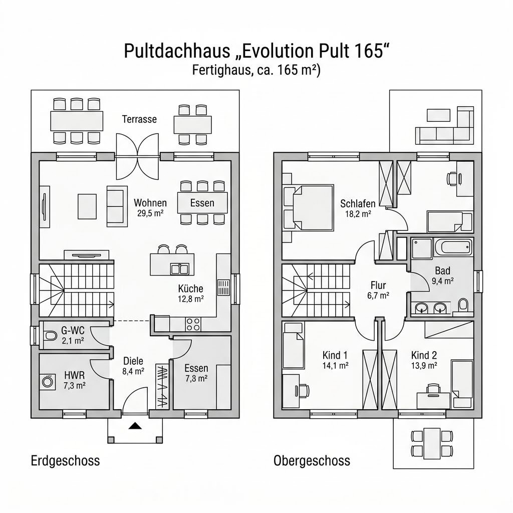 Grundriss Evolution Pult 165 von Bien-Zenker — 165 m², 5 Zimmer