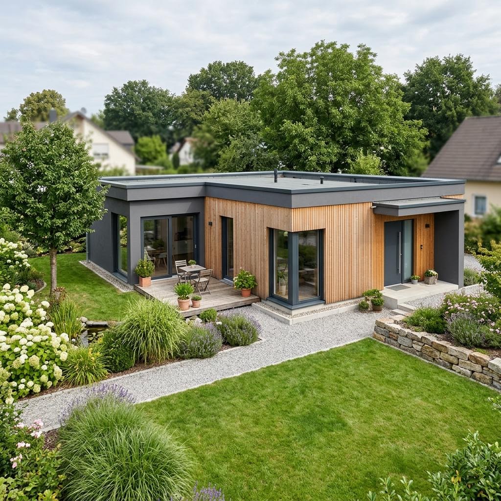 Winkelbungalow Angulo 136 von Bien-Zenker mit Flachdach — moderner Winkelbungalow mit 136 m²