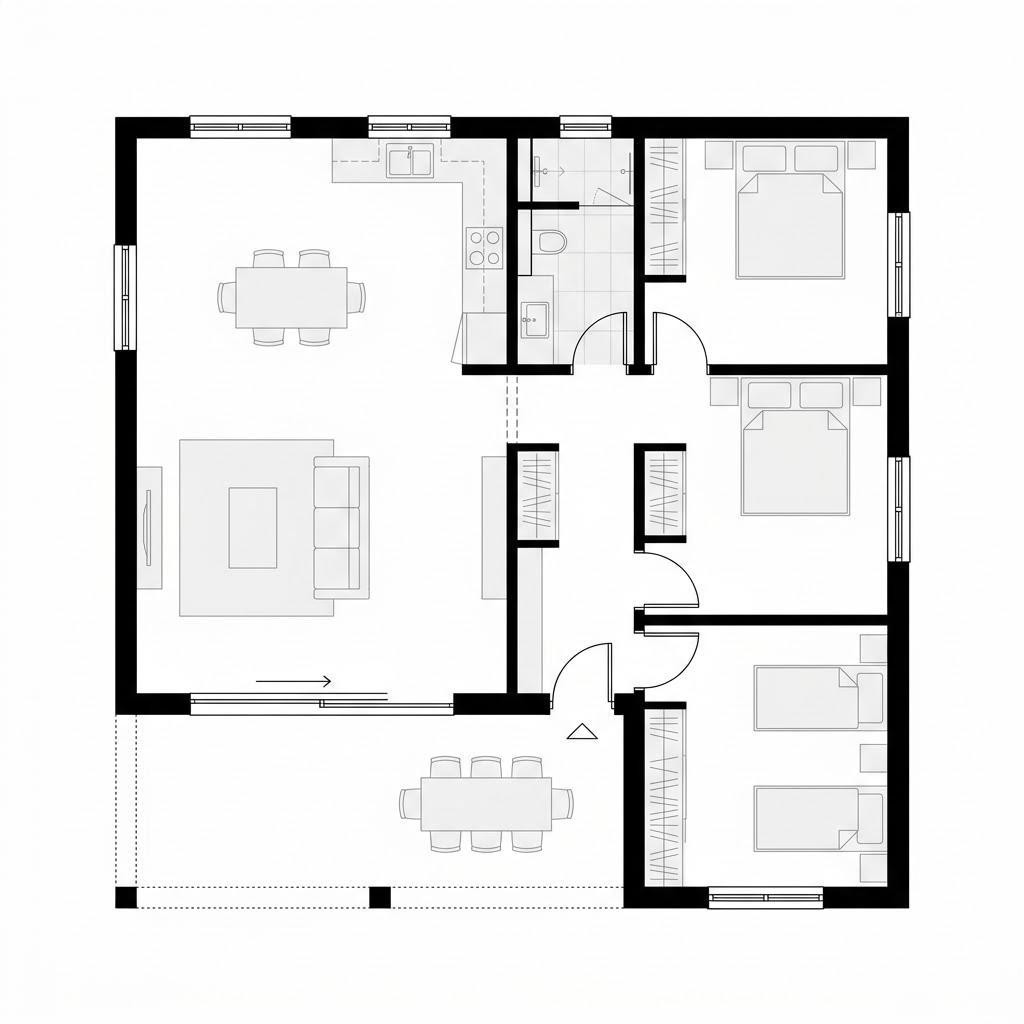 Grundriss Chalet Hochfelln – 100 m² Chalet mit 3 Zimmern