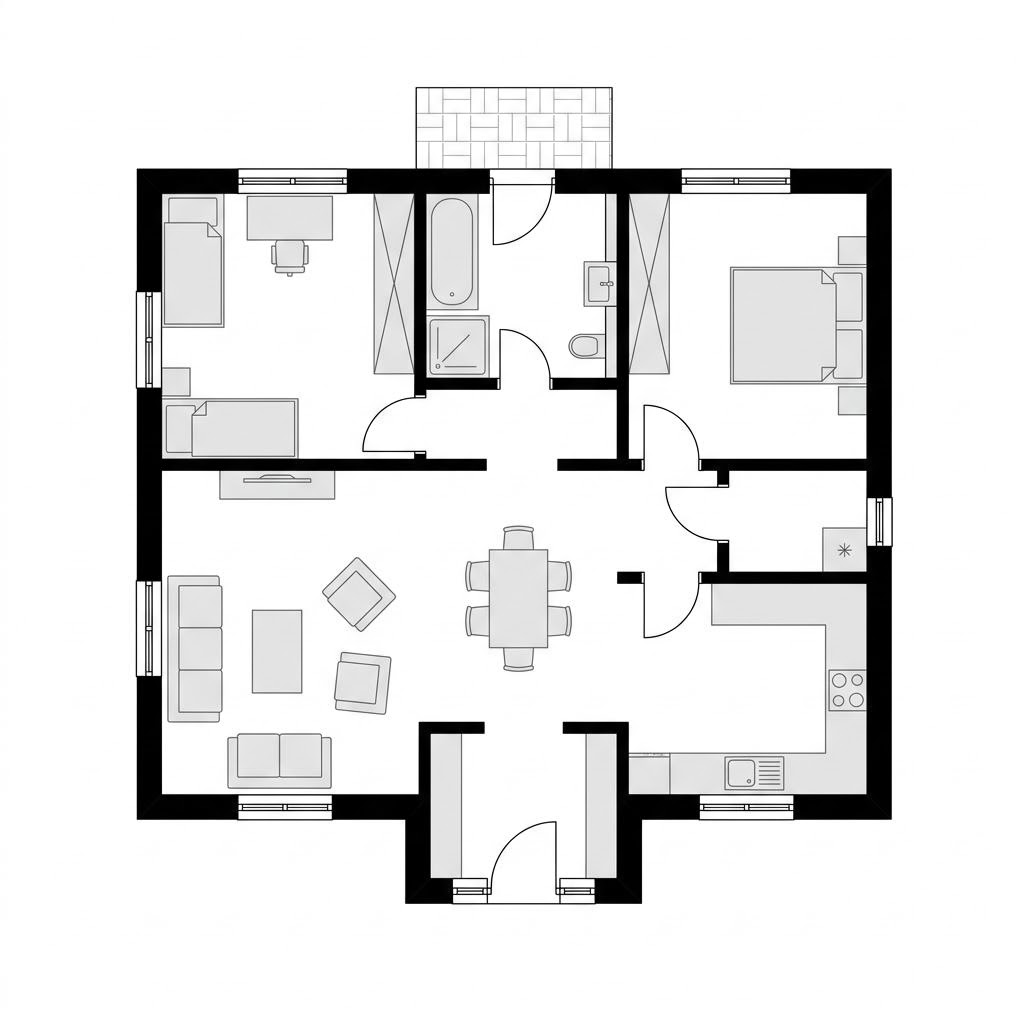 Grundriss Ebbe 108 von Dammann-Haus — 108 m², 3 Zimmer