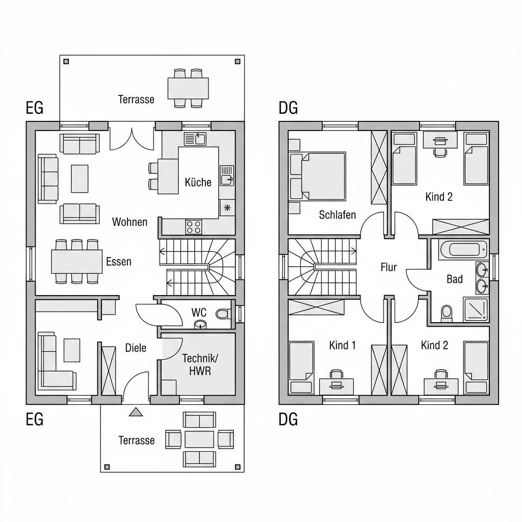 Grundriss Schwedenhaus Falun 132 – 132 m² Schwedenhaus mit 4 Zimmern