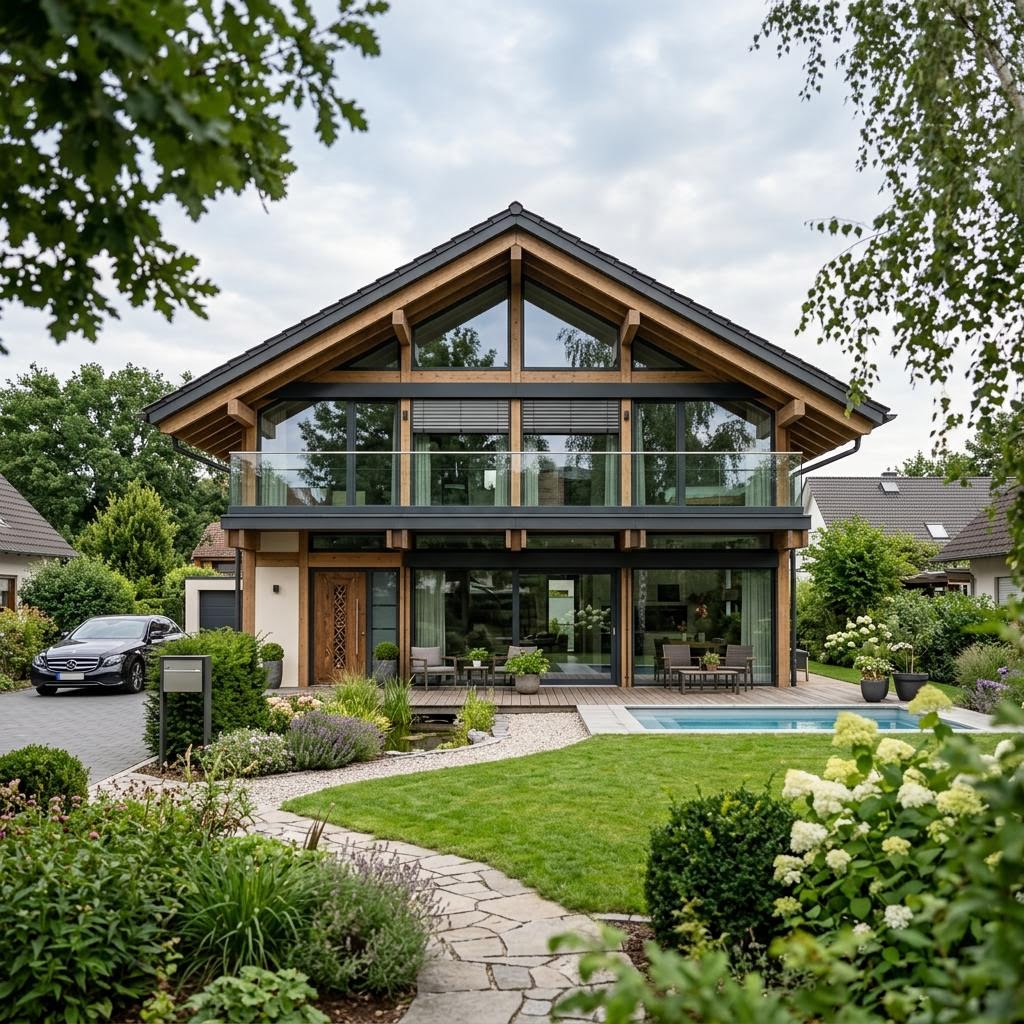Luxusvilla Meisterwerk Aurum 225 von DAVINCI HAUS mit Glas-Satteldach und Galerie