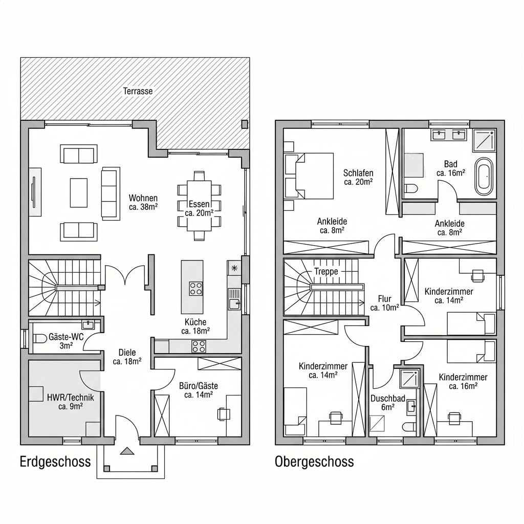 Grundriss Meisterwerk Aurum 225 – 225 m² Luxusvilla & Designerhaus mit 7 Zimmern