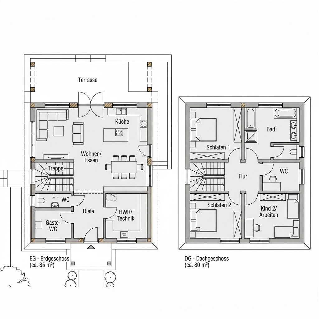 Grundriss Villa Sereno 165 – 165 m² Stadtvilla mit 5 Zimmern