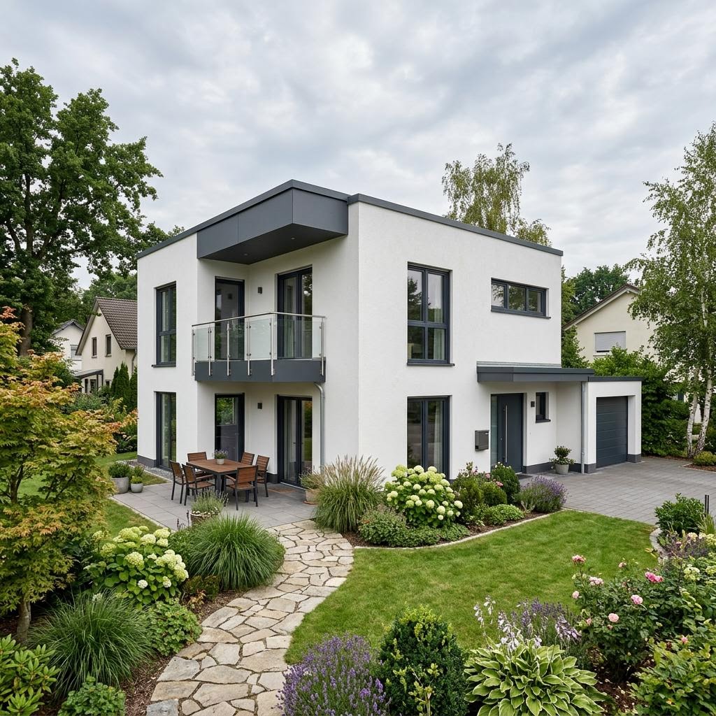 Flachdachhaus Cube 140 von Deutsche Neubau mit Flachdach — massives Bauhaus-Fertighaus mit 140 m²
