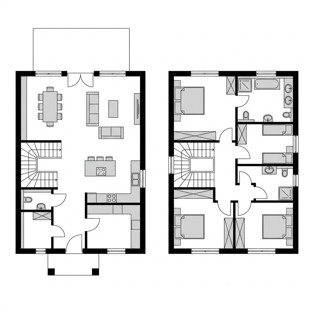 Grundriss Öko Familie 145 von ECO System HAUS — 145 m², 5 Zimmer