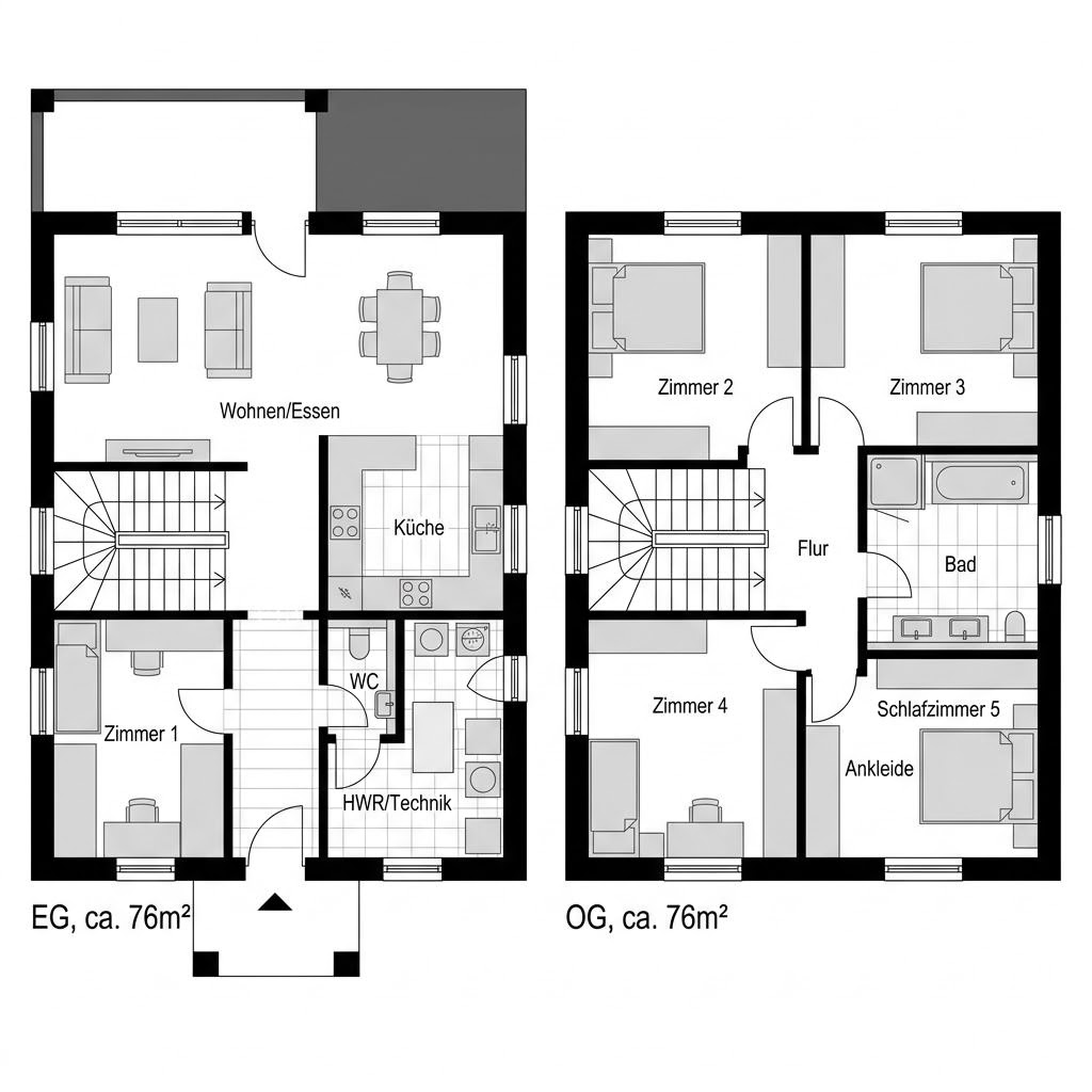 Grundriss Schwedenhaus Östersund 152 von eksjoehus — 152 m², 6 Zimmer