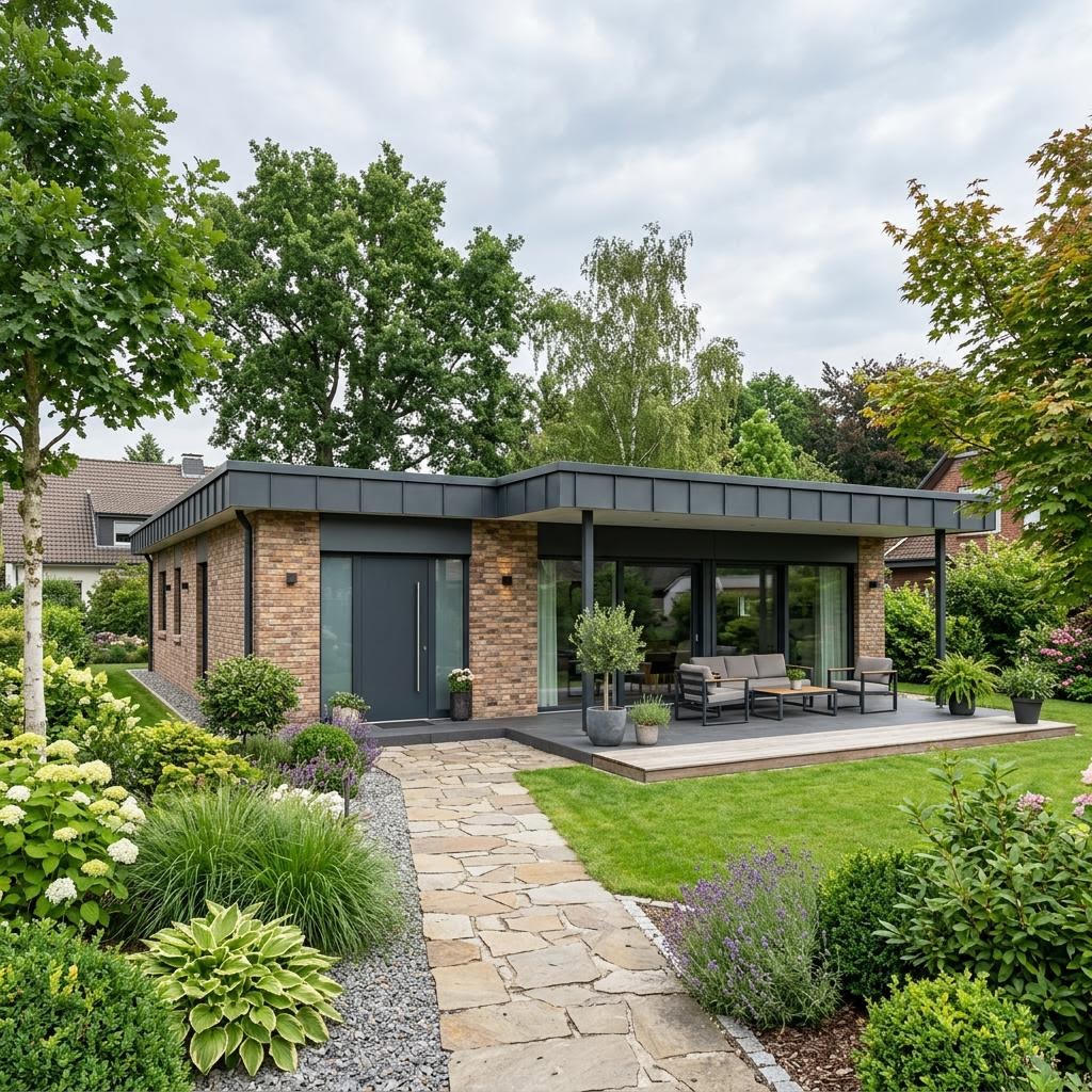Bungalow Panorama 131 von FIBAV Massivhaus mit Flachdach — moderner Ziegel-Bungalow mit 131 m²