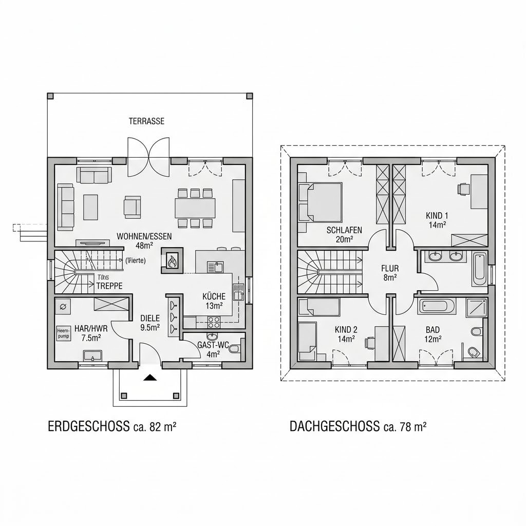 Grundriss Landhaus Ammerland 160 – 160 m² Landhaus mit 6 Zimmern