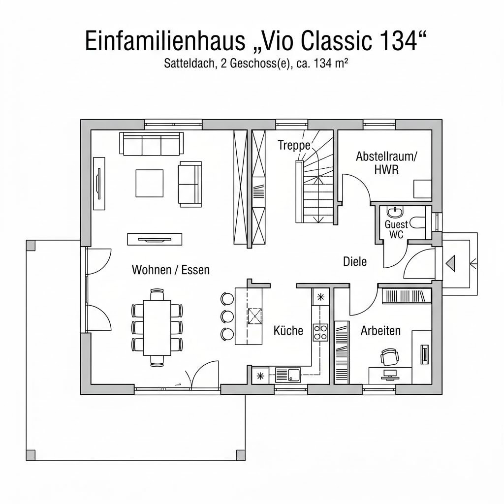 Grundriss Vio Classic 134 von FingerHaus — 134 m², 5 Zimmer