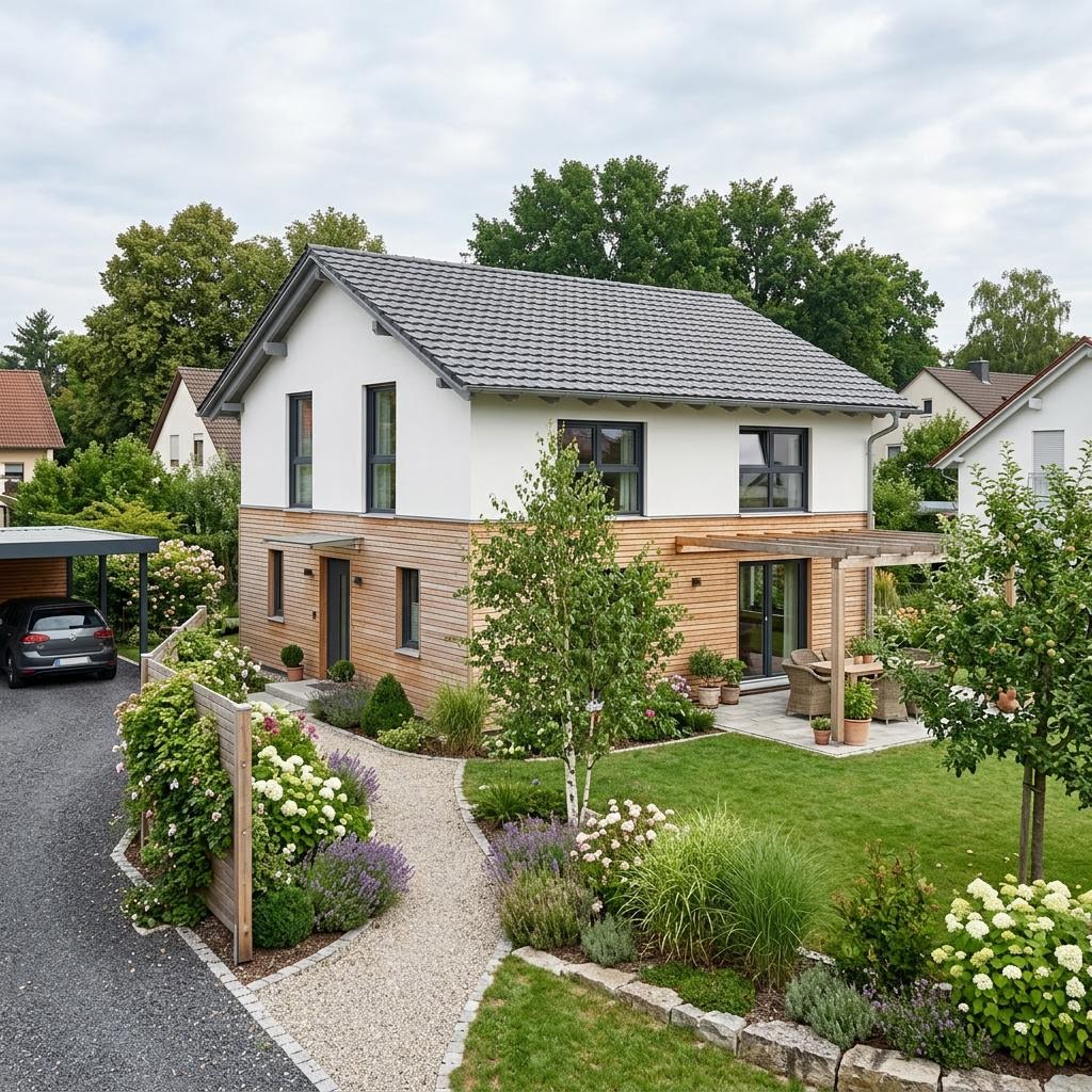 Einfamilienhaus Aktiv 141 von FischerHaus als Fertighaus mit Satteldach und Studio
