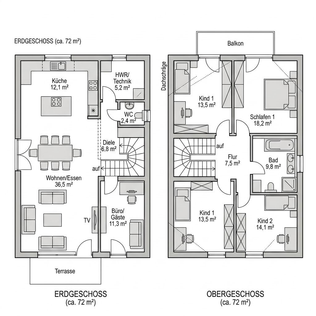 Grundriss Landhaus Almwiese 144 – 144 m² Landhaus mit 5 Zimmern