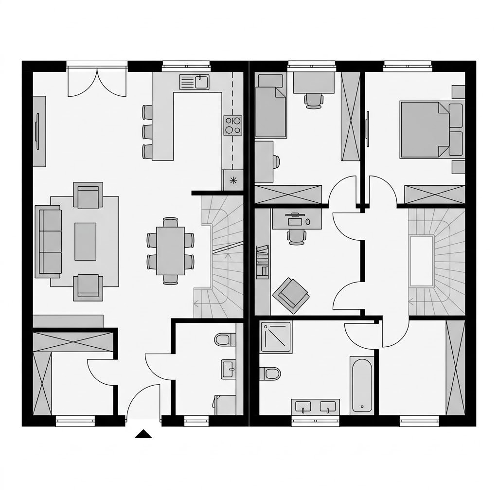 Grundriss Reihenmittelhaus Aktiv R116 von FischerHaus — 116 m², 4 Zimmer