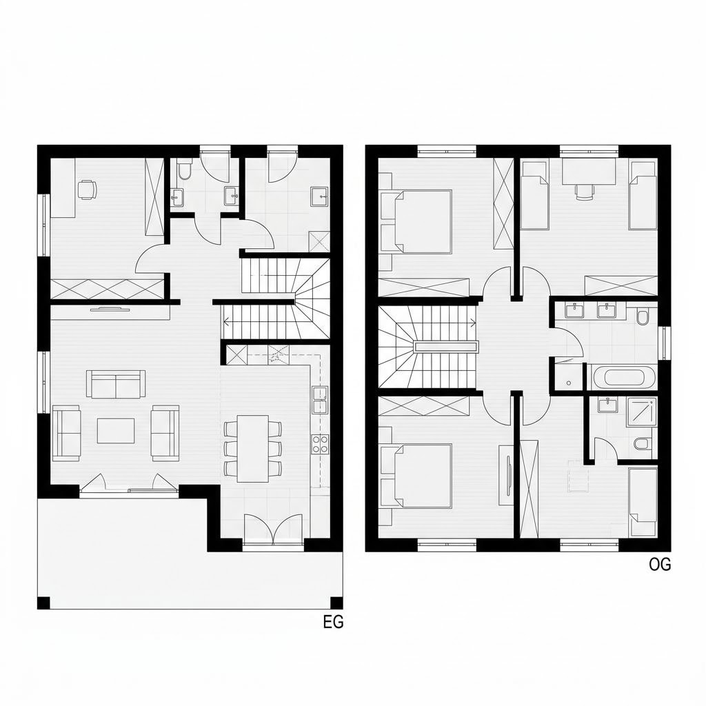 Grundriss Stadtvilla Quadria 166 – 166 m² Stadtvilla mit 5 Zimmern