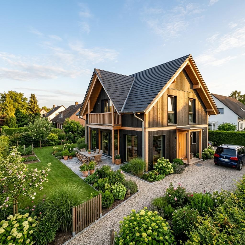 Chalet Chalet Fjäll von Fjorborg Holzhäuser mit Satteldach und Holzfassade