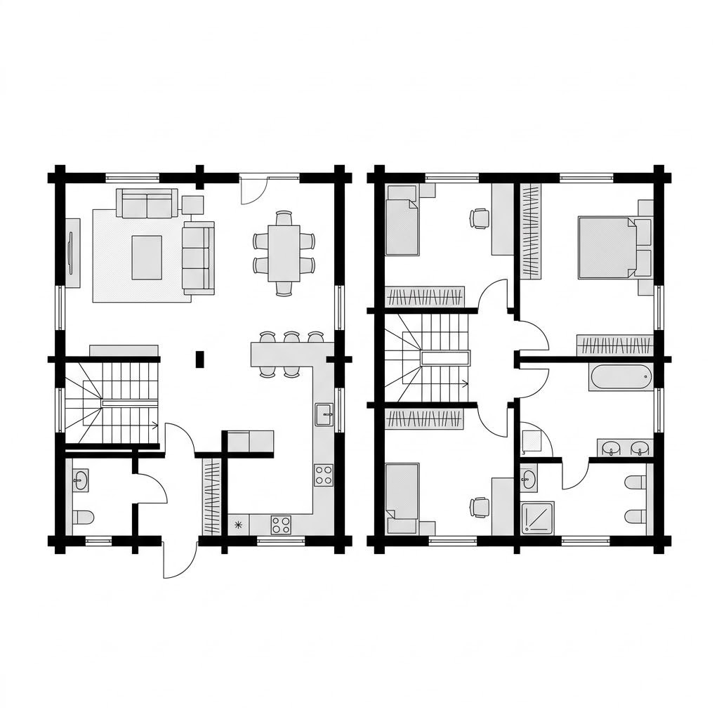 Grundriss Holzhaus Tromsø 120 – 120 m² Holzhaus mit 4 Zimmern