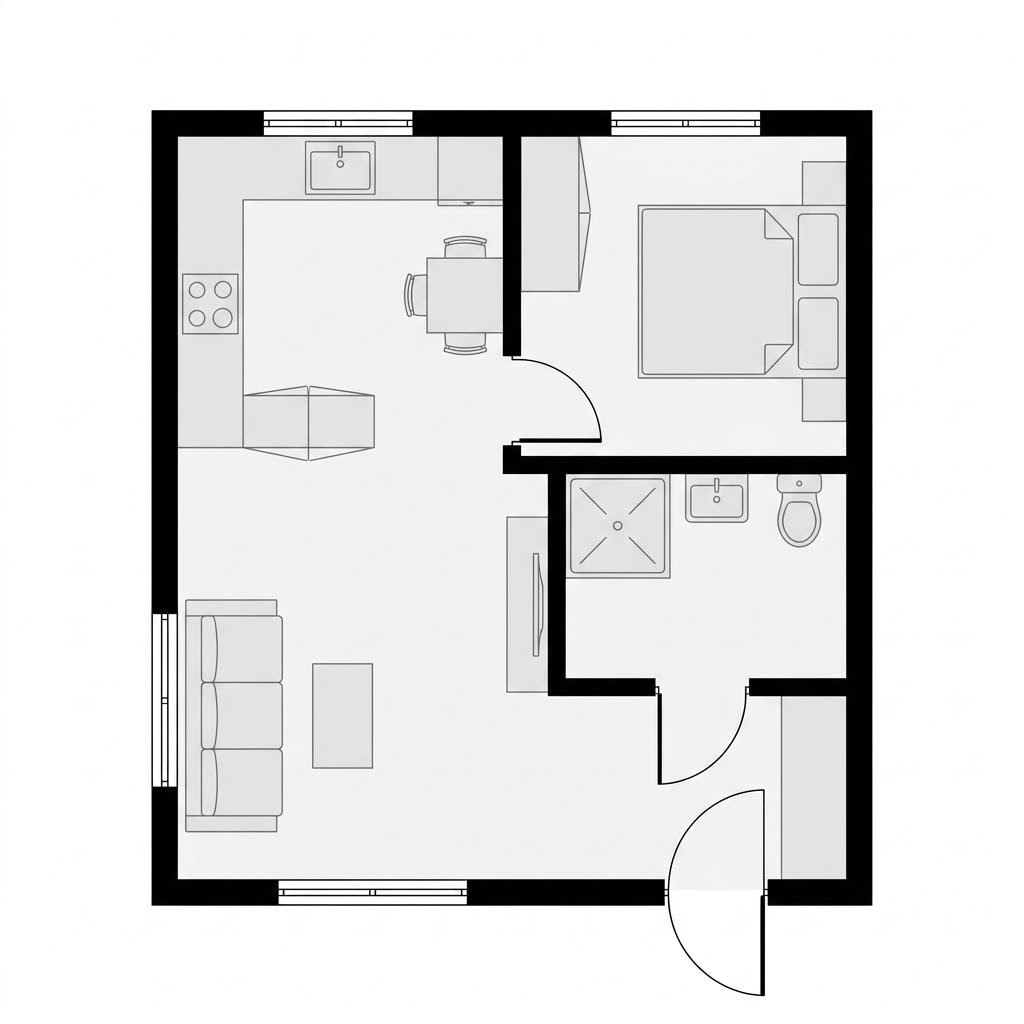 Grundriss Tiny House Fjäll 36 von fjorborg — 36 m², 2 Zimmer