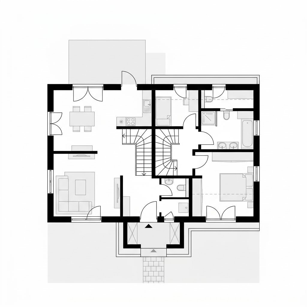 Grundriss Wattkate 102 von Fjorborg Holzhäuser — 102 m², 3 Zimmer