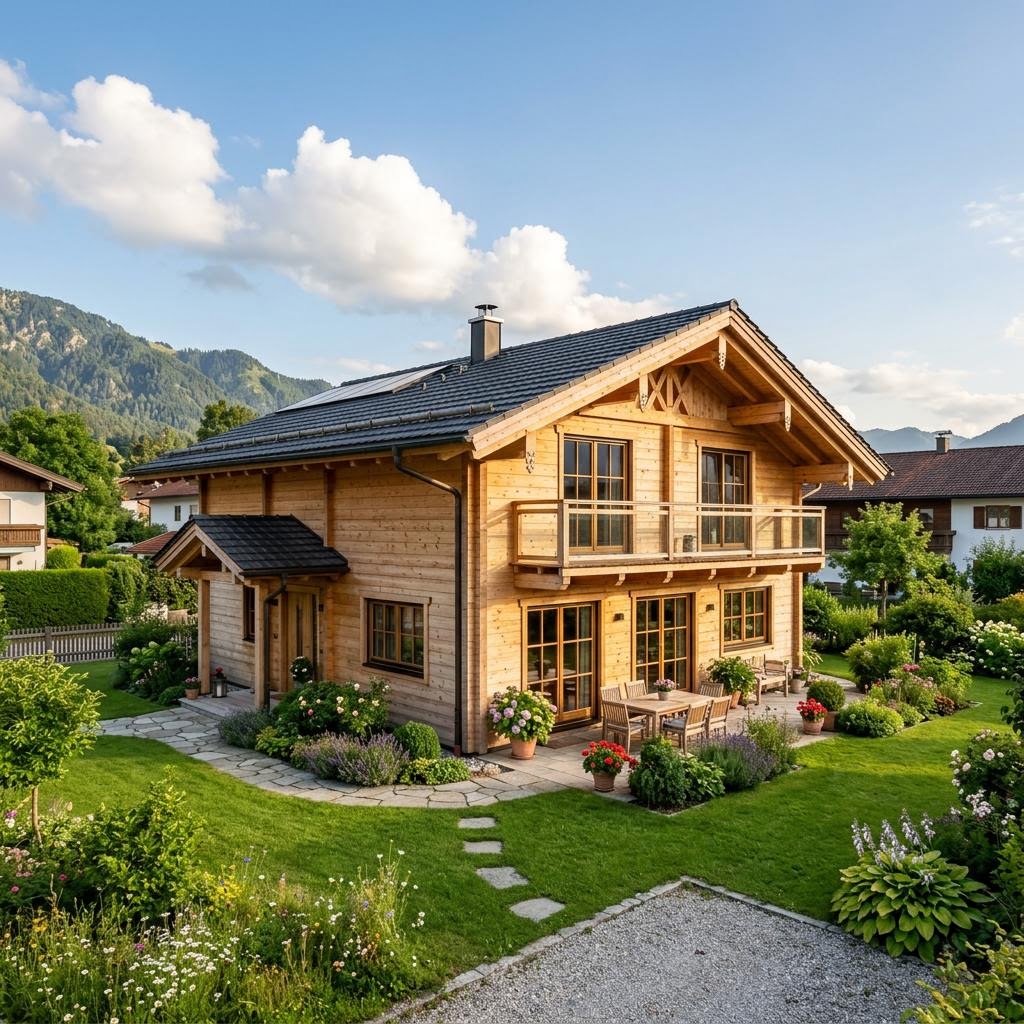 Chalet Chalet Ammergau von Fullwood Wohnblockhaus mit Satteldach und Holzfassade