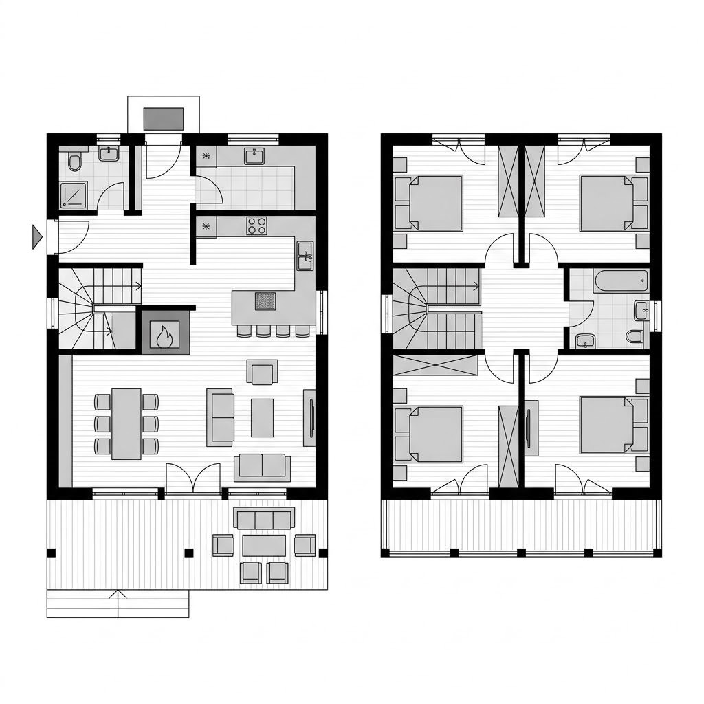 Grundriss Chalet Isartal – 120 m² Chalet mit 4 Zimmern