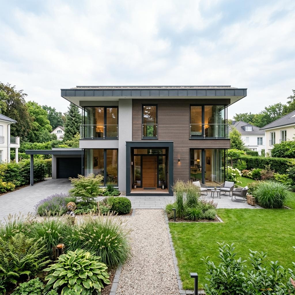 Luxusvilla Designhaus Corte 190 von GRIFFNER mit Flachdach und Innenhof