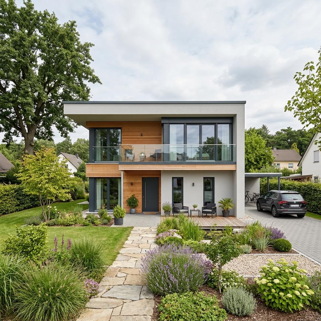 Flachdachhaus Serie Flat 128 von GROPYUS mit Flachdach — serielles Holzfertighaus mit 128 m²