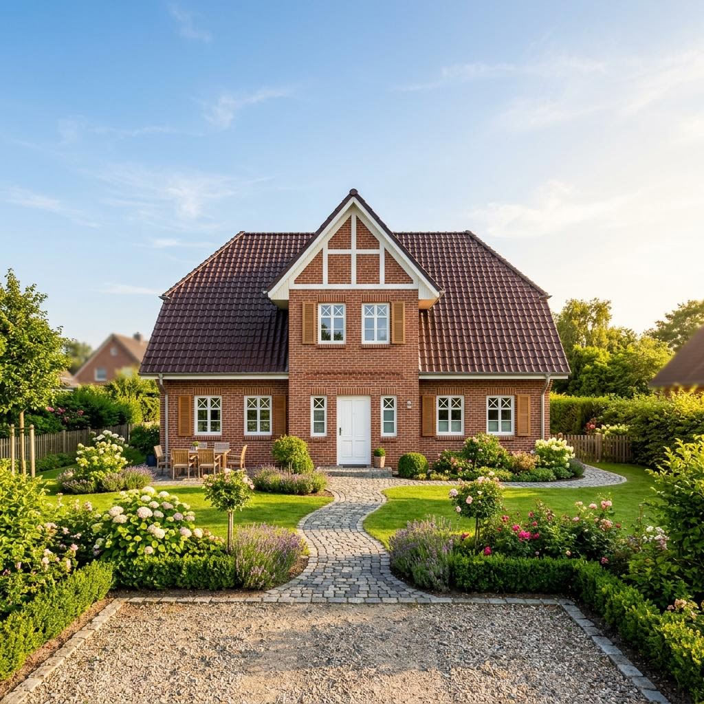 Friesenhaus Friesenperle von GUSSEK HAUS mit rotem Klinker und Krüppelwalmdach