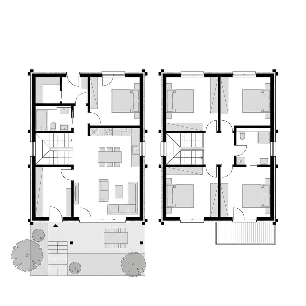 Grundriss Holzhaus Lärchenhof 150 – 150 m² Holzhaus mit 5 Zimmern