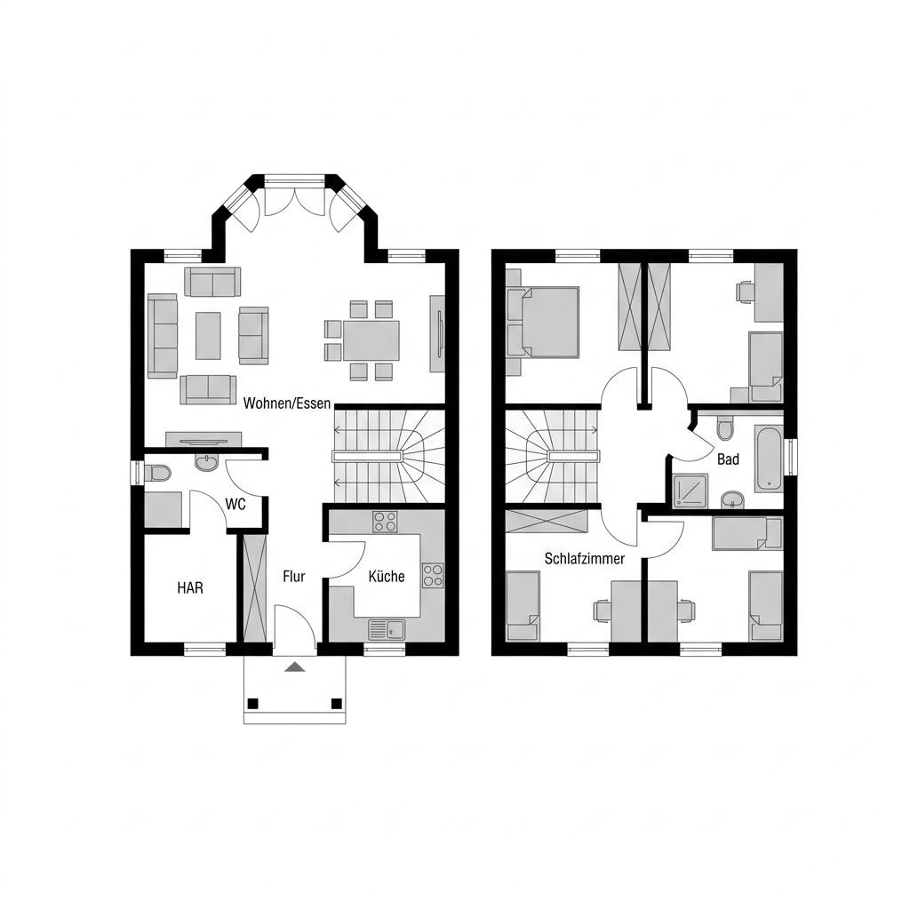Grundriss Nordkate 120 – 120 m² Friesenhaus mit 4 Zimmern