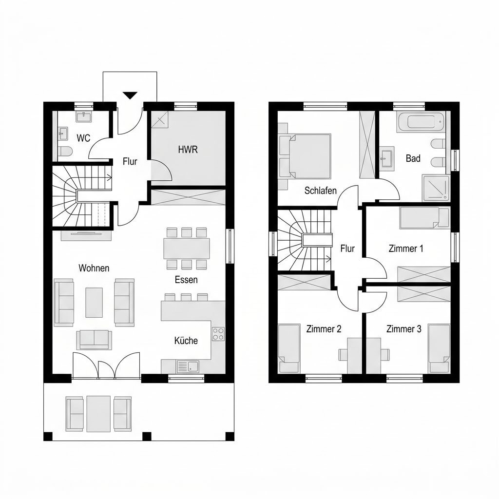 Grundriss Pultdachhaus Avantera 140 von GUSSEK HAUS — 140 m², 5 Zimmer