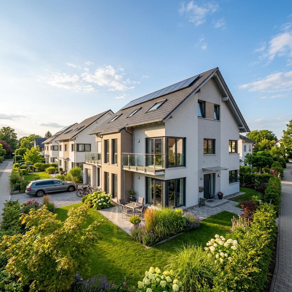 Reihenhaus Reihenendhaus Cascada R144 von GUSSEK HAUS mit Satteldach und 144 m² Wohnfläche