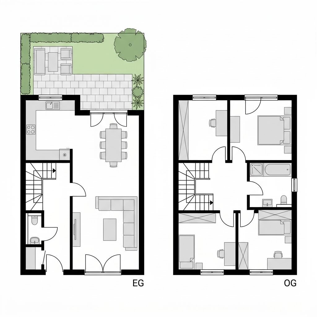Grundriss Reihenmittelhaus Avantera R120 von GUSSEK HAUS — 120 m², 4 Zimmer