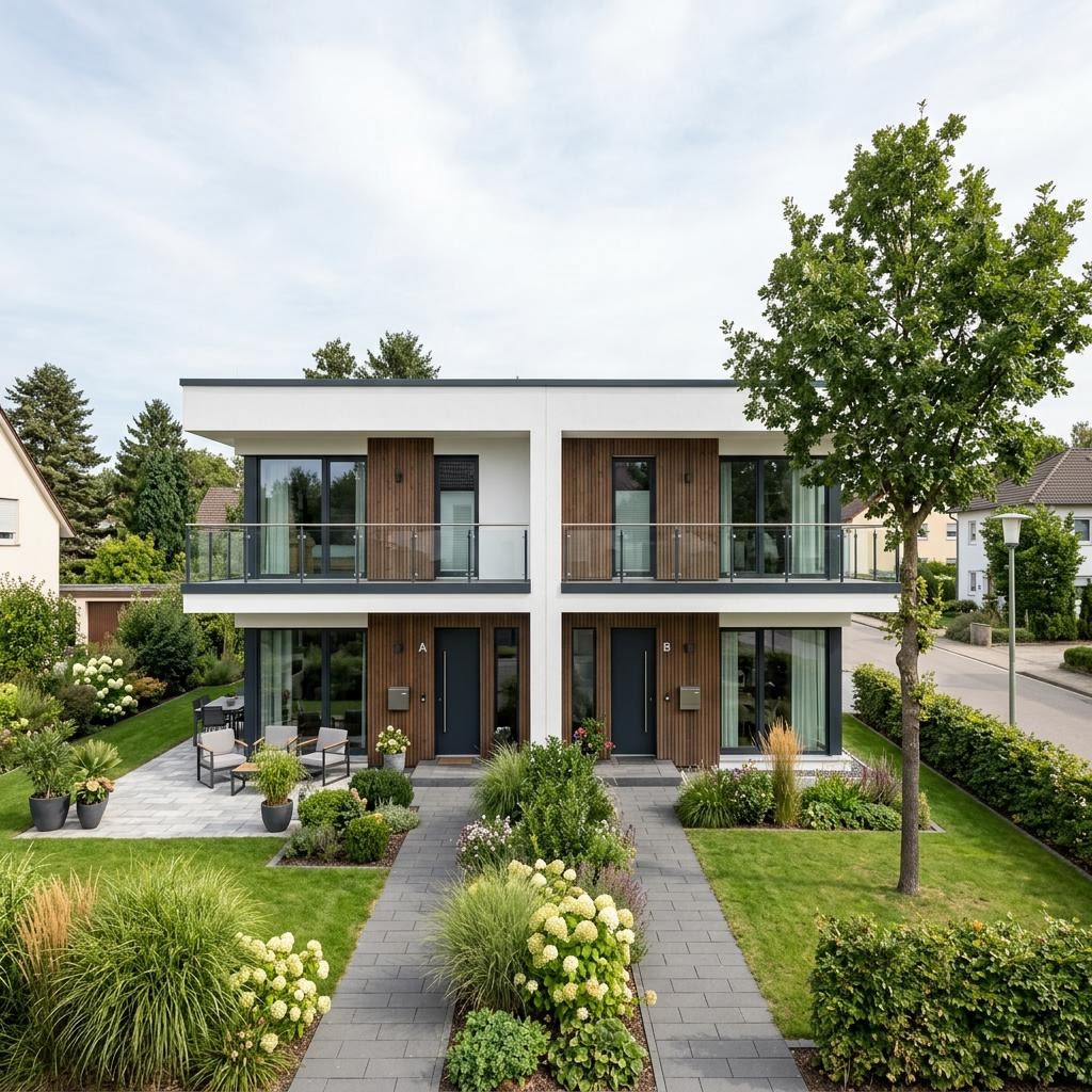 Doppelhaus Doppelhaus Urban Duo 152 von Hanse Haus — Flachdach, 152 m²