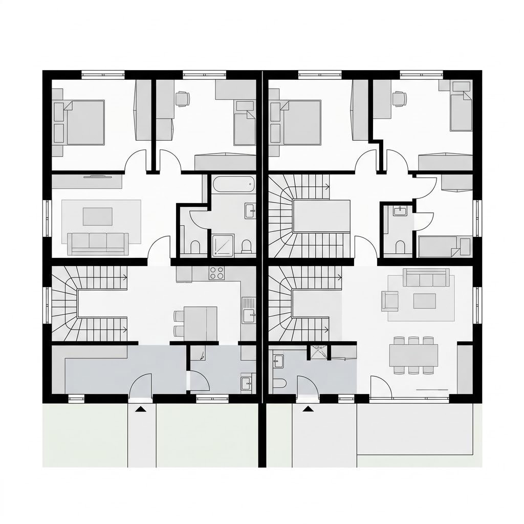 Grundriss Doppelhaus Variant 134 von Hanse Haus — 134 m², 5 Zimmer