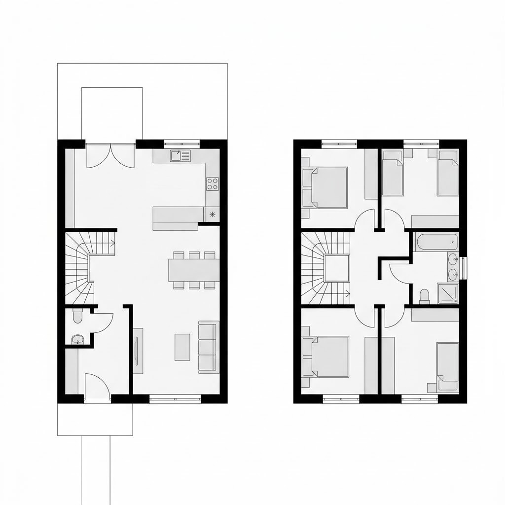 Grundriss Reihenendhaus Variant R148 von Hanse Haus — 148 m², 5 Zimmer