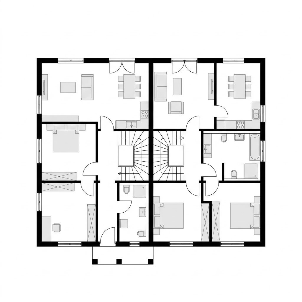 Grundriss Zweifamilienhaus Variant 205 von hanse-haus — 205 m², 7 Zimmer