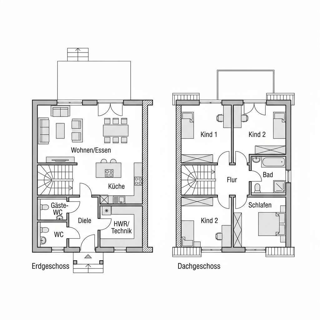 Grundriss Duplex Nord 146 von Heinz von Heiden Massivhäuser — 146 m², 5 Zimmer