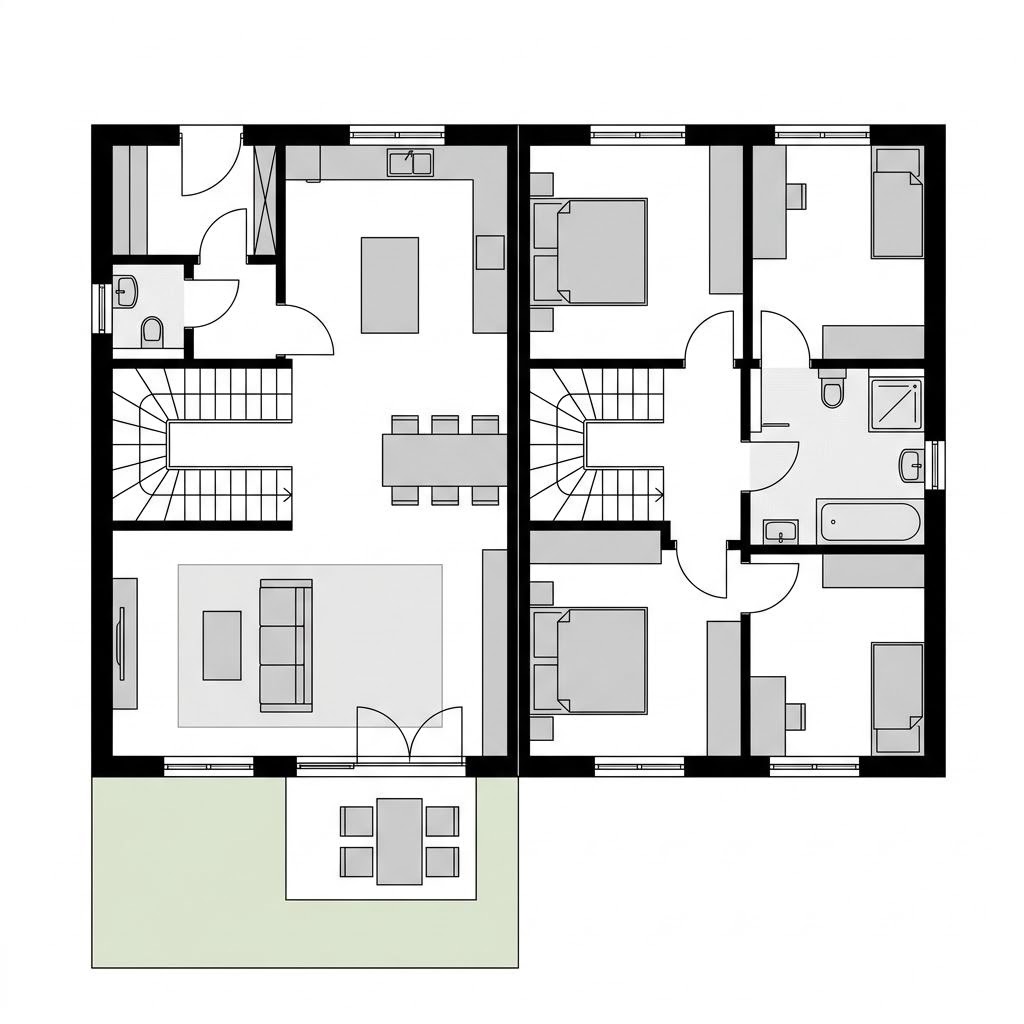 Grundriss Reihenmittelhaus Linea R112 von Heinz von Heiden Massivhäuser — 112 m², 4 Zimmer
