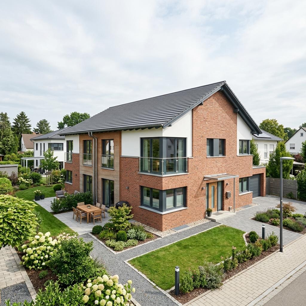 Doppelhaushälfte Twinos 118 von Heinz von Heiden Massivhäuser — Satteldach, 118 m² für schmale Grundstücke