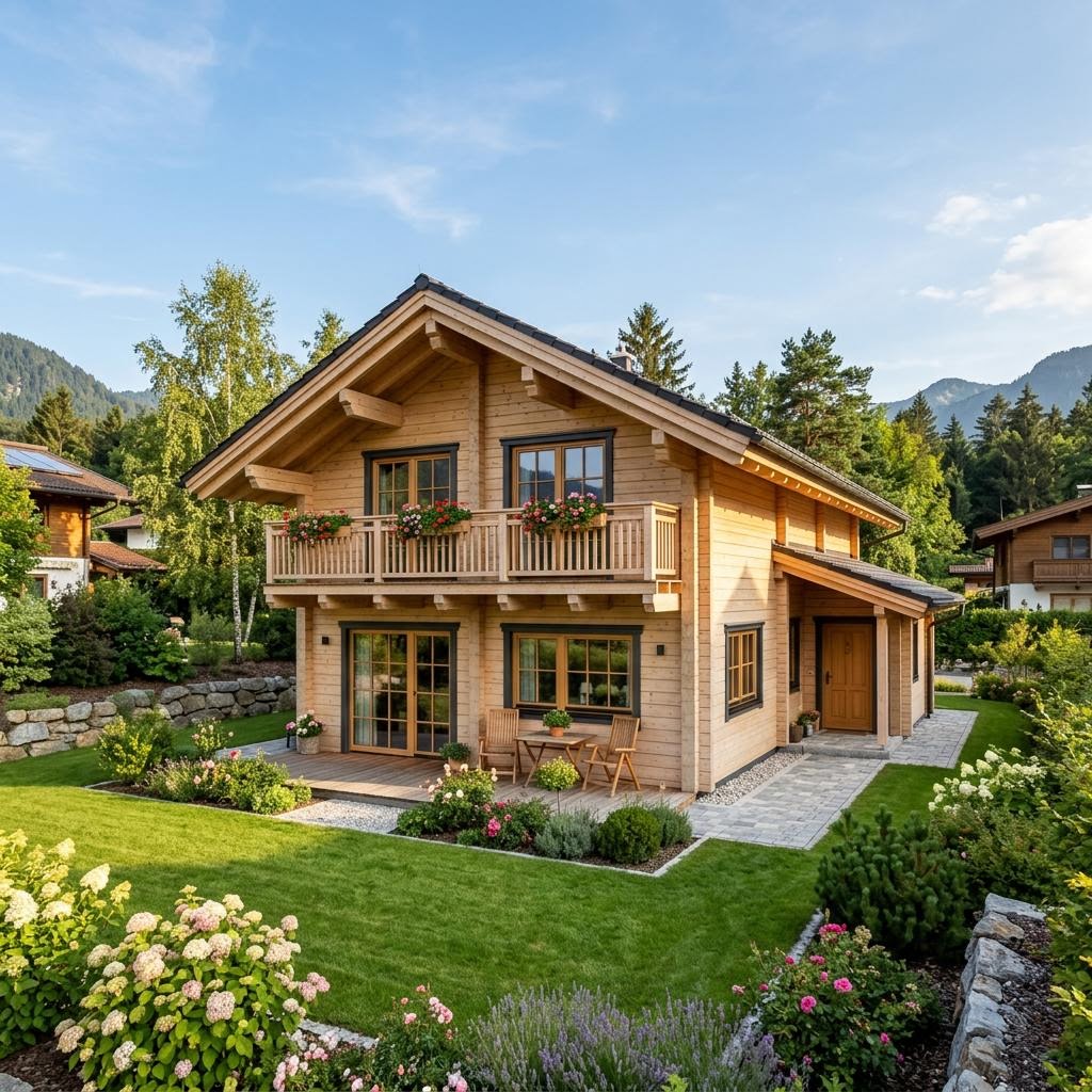 Chalet Chalet Tirol von Honka mit Satteldach und Holzfassade