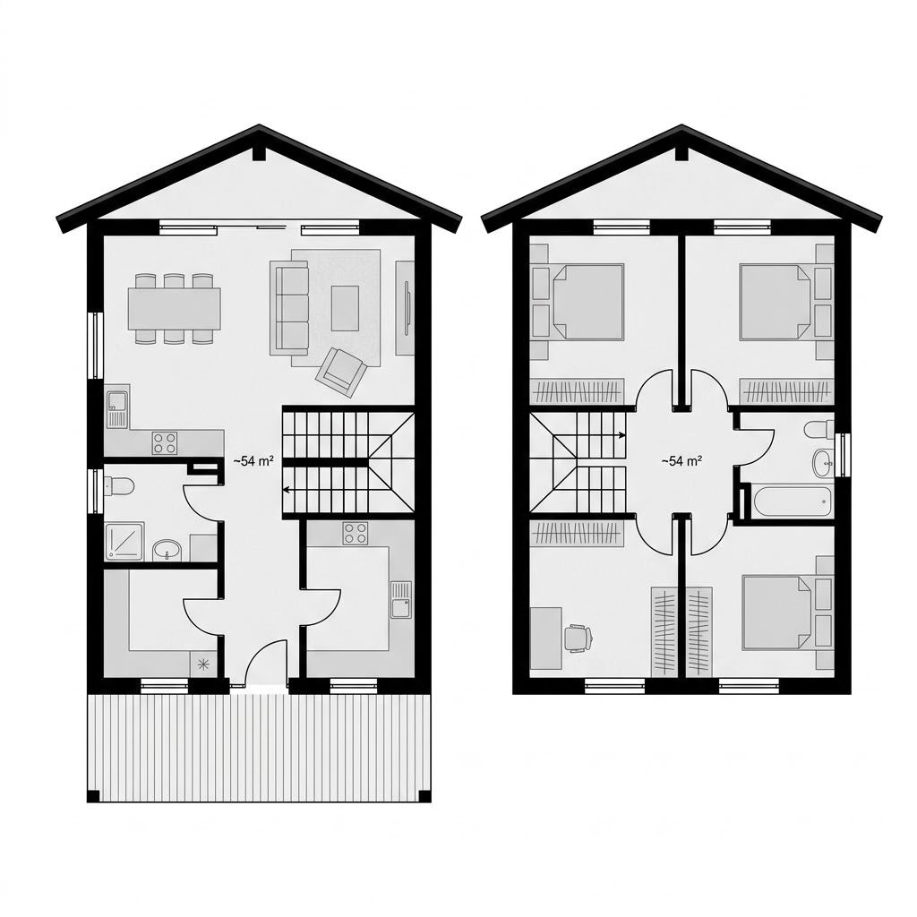Grundriss Chalet Tirol – 108 m² Chalet mit 4 Zimmern