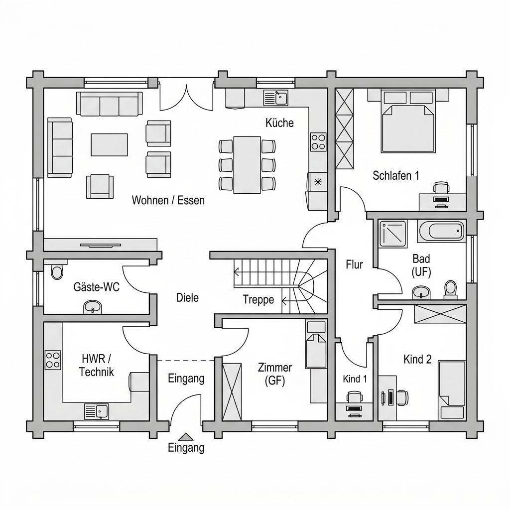 Grundriss Kelo 178 von Honka — 178 m², 6 Zimmer