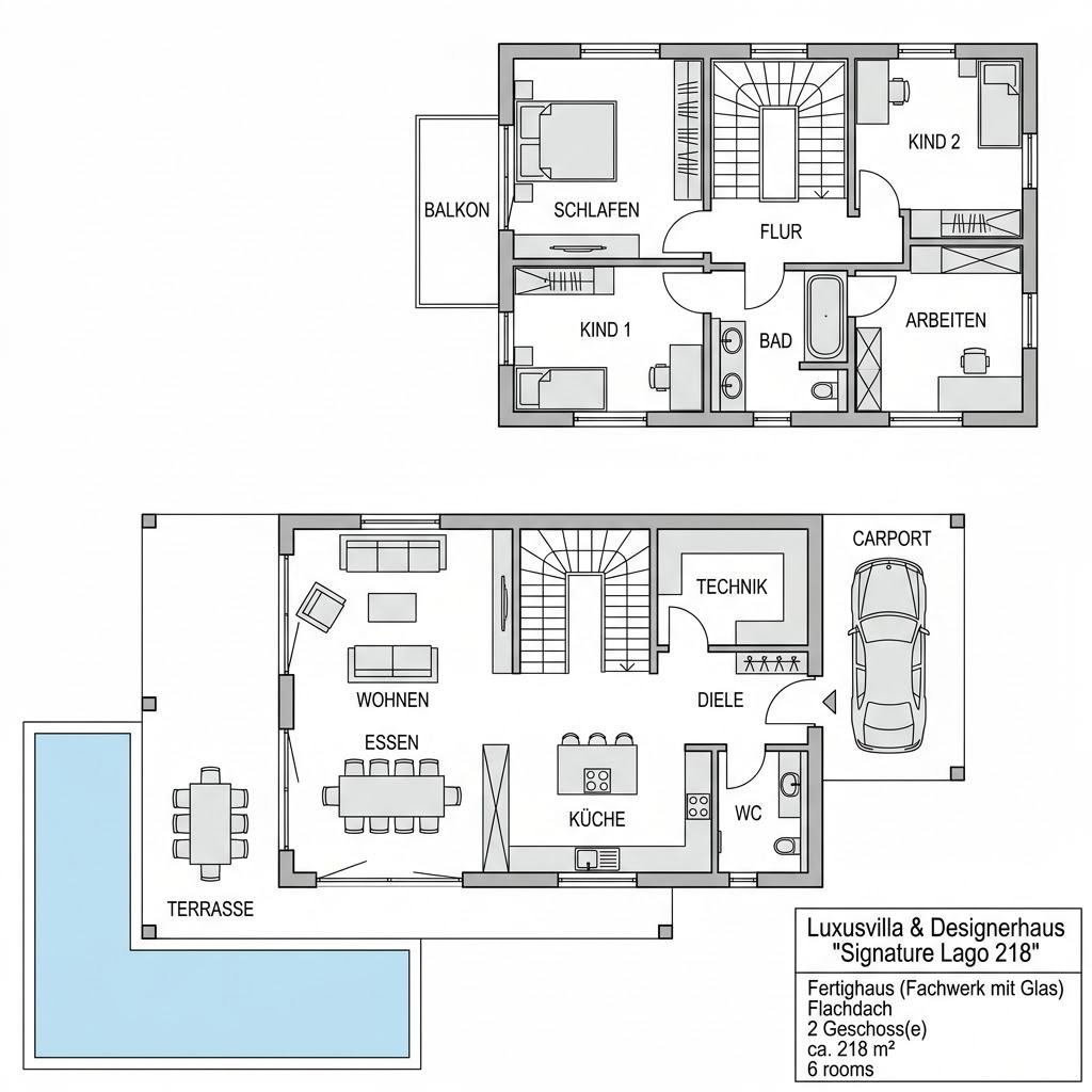 Grundriss Signature Lago 218 – 218 m² Luxusvilla & Designerhaus mit 6 Zimmern