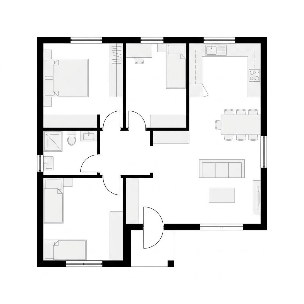 Grundriss Modulhaus Klima 100 von kampa — 100 m², 3 Zimmer