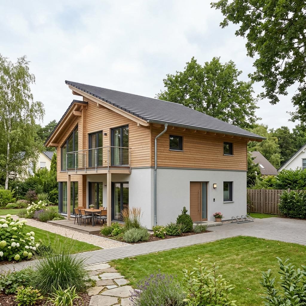 Pultdachhaus PultEnergie 145 von KAMPA mit Energieplus-Konzept und Solardach