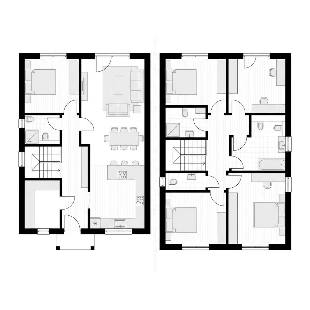 Grundriss Zweifamilienhaus KlimaDuo 200 von kampa — 200 m², 7 Zimmer
